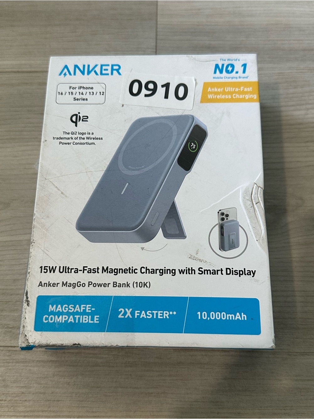 Anker MagGo Power Bank 10K Blue Qi2 15W MagSafe Charger A1654 New Open Box